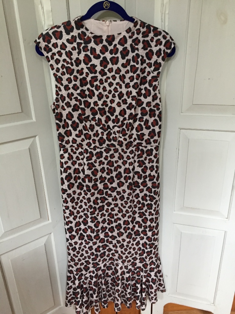 Hutch White Midi Dress with Red and Black Leopard Print